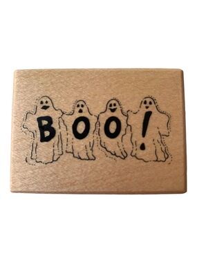 PSX Designs Boo Ghost Wood Mounted Rubber Stamp Word D-948 Spooky Halloween